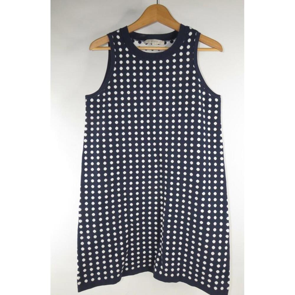 Ann Taylor Loft Sweater Dress Women’s Medium Blue/Wht Polka Dot NWT - Picture 3 of 7